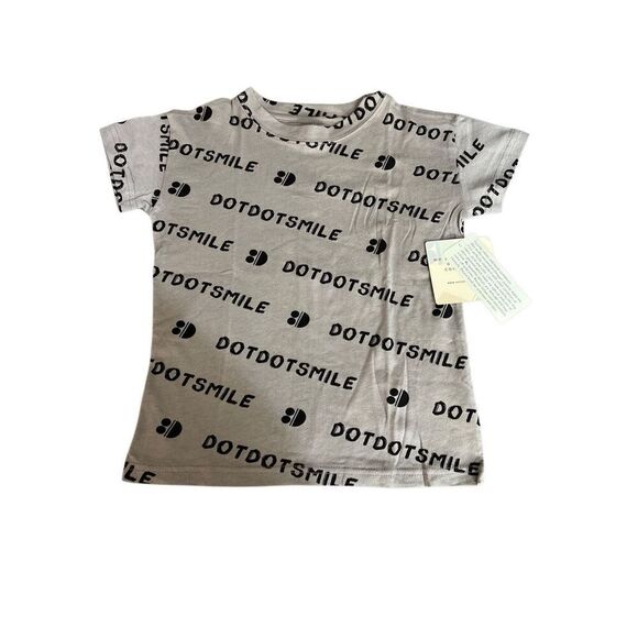 Dot Dot Smile T-Shirt Girls Size 3/4 Gray Short Sleeve Crew Neck Graphic NWT - Picture 1 of 8
